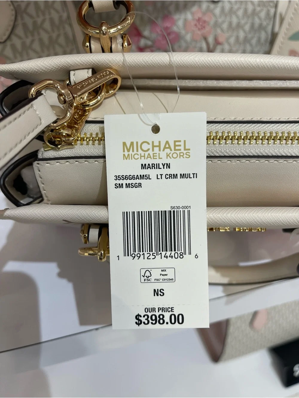 MICHAEL KORS Marilyn Sma Embellished Satchel Crossbody Messenger Lt Cream NWT